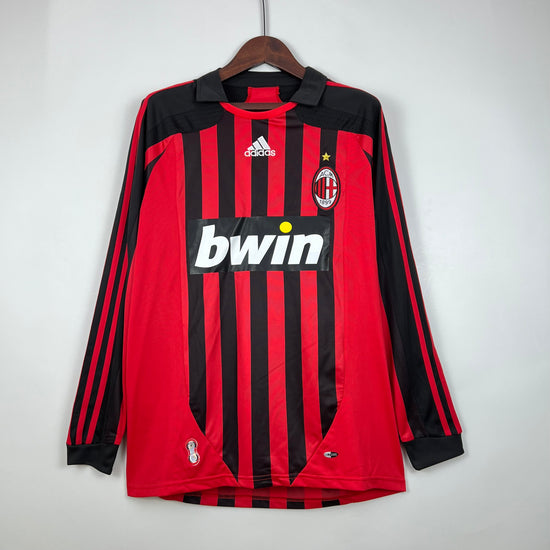AC Milan 2007/08 Home Men's Long Sleeve Jersey- Retro