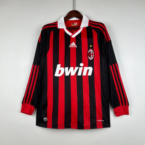 AC Milan 2009/10 Home Men's Long Sleeve Jersey- Retro