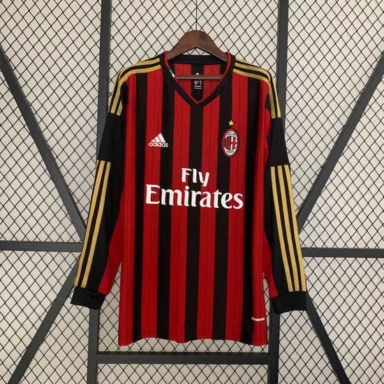 AC Milan 2013/14 Home Men's Long Sleeve Jersey- Retro