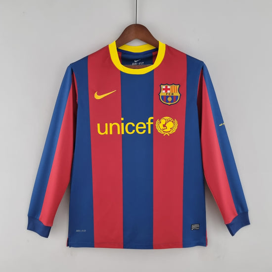 Barcelona FC 2010/11 Home Men's Long Sleeve Jersey- Retro