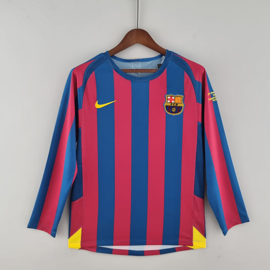 Barcelona FC 2005/06 Home UCL Final Men's Long Sleeve Jersey- Retro