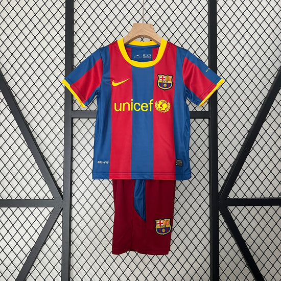 Barcelona FC 2010/11 Home Kid's Jersey & Shorts - Retro