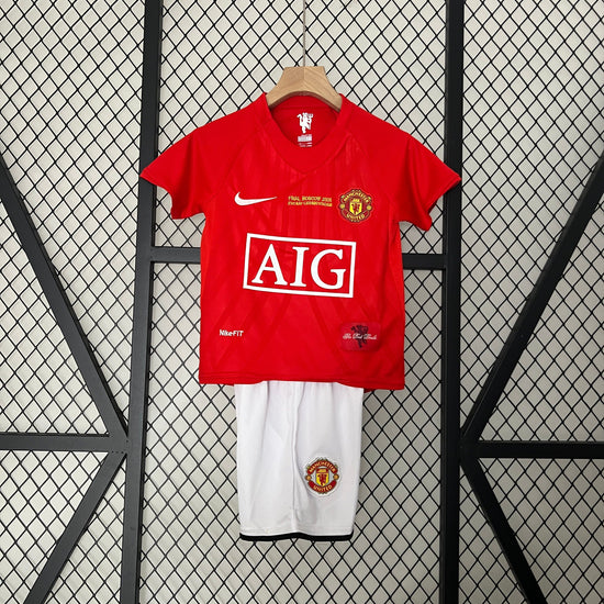 Manchester United 2007/08 Home Champions League Final Kid's Jersey & Shorts- Retro